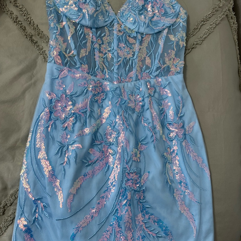 Blue corset homecoming dress